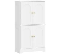 HOMCOM Armoire de cuisine, colonne avec 2 étagères réglables, buffet avec 4 portes cintrées 60 x 30 x 110 cm, blanc