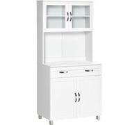 HOMCOM Buffet de Cuisine Armoire de Cuisine contemporaine Multi-Rangement 2 placards Portes Grand tiroir Coulissant Panneaux MDF Blanc