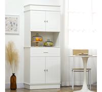 Armoire de cuisine contemporaine multi-rangement 4 portes tiroir coulissant et grand plateau dim. 74L x 39l x 183H cm panneaux particules MDF blanc
