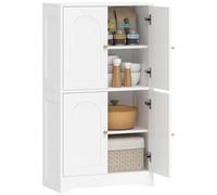 HOMCOM Armoire de cuisine haute avec 2 étagères réglables, buffet de cuisine, avec 4 portes incurvées, pour salon, blanc, 60 x 30 x 110 cm