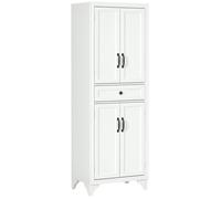 HOMCOM Buffet Haut Armoire de Cuisine 4 Portes 2 placards et 1 tiroir Central Hauteur 170 cm avec étagère réglable - Blanc