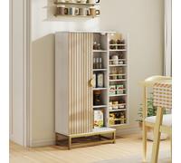 HOMCOM Armoire de cuisine meuble cuisine rangement avec 12 étagères à portes, étagères ajustables, 58x29x119,5cm, blanc