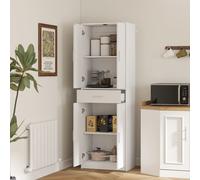 HOMCOM Armoire de cuisine moderne avec placards à portes, étagères réglables et tiroir, 60 x 35 x 180 cm, blanc