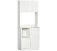 HOMCOM Buffet de Cuisine Armoire de Cuisine Multi-rangements 4 Portes 1 tiroirs étagère + Grand Plateau 71 x 41 x 178 cm MDF Blanc