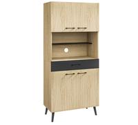 HOMCOM - Armoire de cuisine - Panneau de particules - 80x40x178cm - Chêne