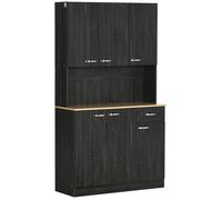 HOMCOM Buffet de Cuisine Armoire de Cuisine contemporaine Multi-rangements 6 Portes 1 tiroir + Grand Plateau dim. 101L x 39l x 180H cm en Bois Noir