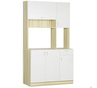 HOMCOM Buffet de Cuisine Armoire de Cuisine contemporaine -Armoire de Rangement- Buffet Haut - 5 Portes, 1 tiroir, 3 niches - 102 x 48 x 180 cm