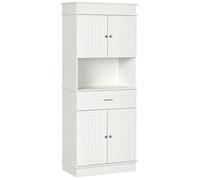 HOMCOM Buffet de Cuisine Armoire de Cuisine contemporaine Multi-Rangement 4 Portes tiroir Coulissant et Grand Plateau dim. 74L x 39l x 183H cm Bois Blanc