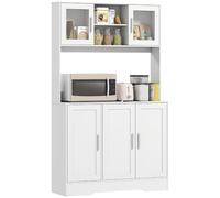 HOMCOM Armoire de Cuisine placards Portes vitrées 108 x 35 x 180 cm Blanc