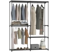 HOMCOM Armoire de Rangement en Tissu, 142 x 43 x 185 cm Noir