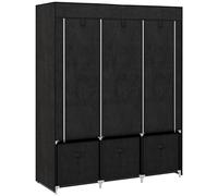 HomCom Armoire de rangement en tissu – Penderie pliable 5 étagères, 2 barres, 3 tiroirs – Noir