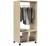 HOMCOM - Armoire de rangement penderie - Panneaux de particules classe E1 - 60x40x128cm - Bois naturel
