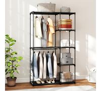 HOMCOM Armoire de rangement, penderie portable avec 2 barres de suspension et 6 étagères, 111 x 43 x 185 cm, noir