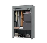 HOMCOM Armoire de Rangement Pliante en Tissu avec Tiroirs, Penderie, Fermeture Éclair, Meuble de Rangement pour Chambre à Coucher, Tissu Non Tissé, Gris Foncé, 102 x 42,5 x 162,5 cm