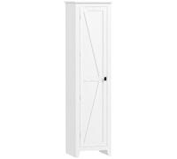 HOMCOM Armoire de Rangement sur Pieds, Buffet Cuisine, Meuble de Rangement pour Salle de Bain, Gain de Place, Style Classique avec 2 Étagères Réglables - Hauteur 170 cm, en Bois Blanc