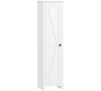 HOMCOM Armoire de Rangement sur Pieds Gain de Place 170 cm Bois Blanc | Buffet Cuisine, Meuble de Rangement pour Salle de Bain, Style Classique, 2 Étagères Réglables