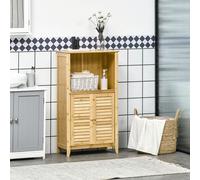 HOMCOM Armoire de Salle de Bain avec Étagère ouverte, Étagère de Rangement pour Salle de Bain, Étagère sur Pied, en Bambou, Naturel, 50 x 25,5 x 92 cm