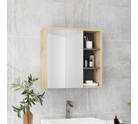 HOMCOM Armoire de Salle de Bain avec Miroir, Montage Mural, Armoire de Toilette avec 2 Portes Miroir, 3 étagères Ouvertes, 60 x 20 x 60 cm, Bois Naturel