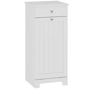 HOMCOM Armoire de salle de bain avec panier à linge sale rabattable, meuble à linge sale avec sac en tissu pliable et tiroir, idéal pour buanderie, blanc, 40 x 38 x 90 cm