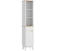 HOMCOM Armoire de Salle de Bain Meuble Colonne Salle de Bain avec 3 étagères Ouvertes, tiroir et 2 étagères réglables pour Les Petites Zones 33l x 30l x 170h cm Blanc