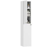 HOMCOM Armoire de Salle de Bain - Montage Mural - Armoire Haute étroite avec 2 Portes - Étagères réglables - pour Salle de Bain et Salon - 30 x 30 x 161 cm - Blanc