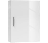 HOMCOM Armoire de salle de bain murale avec porte, 3 étagères en verre réglables, blanc brillant, 40x15x55 cm