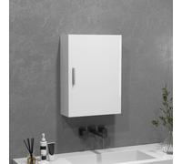 HOMCOM Armoire de Salle de Bain Murale en Bois avec 3 Étagères Réglables en Verre sur 3 Niveaux, 40x15x55 cm, Blanc