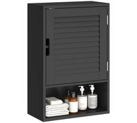 HOMCOM Armoire de Salle de Bain Murale, Meuble Suspendu avec étagère réglable et Porte à Fermeture amortie, Meuble Multifonctionnel pour Salle de Bain et Couloir, 40 x 20 x 60 cm, Noir