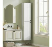 HOMCOM Armoire de salle de bain murale, surface laquée, 6 étagères, MDF, Blanc