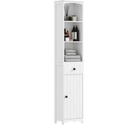 HOMCOM Armoire de salle de bains Armoire haute avec 3 étagères, 1 tiroir Armoire de salle de bains Étagère de salle de bains Meuble de salle de bains, blanc, 34x24x170,5cm