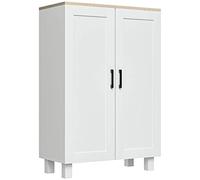 HOMCOM Armoire de Salon Moderne avec 2 Portes, étagère réglable et Base surélevée pour Cuisine, Salle à Manger, Couloir, Chambre, Dispositif Anti-retournement 60 x 30 x 90 cm Blanc