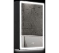 HOMCOM Armoire de toilette avec éclairage LED, armoire de toilette avec miroir, prise électrique, 50x12,8x70cm armoire suspendue avec étagère réglable, fonction anti-buée, 3 couleurs de lumière
