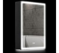 HOMCOM Armoire de toilette avec éclairage LED et prise pour rasoir, armoire murale avec miroir, pad anti-buée, variateur, 3 couleurs, meuble de salle de bain, noir