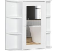 HOMCOM Armoire de toilette Miroir de salle de bain Montage mural Armoire de salle de bain avec 8 compartiments Armoire multi-usages pour salle de bain Blanc 66 x 17 x 63 cm