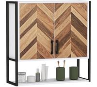 HOMCOM Armoire de toilette murale, armoire à pharmacie murale avec 2 portes, étagère réglable, noyer