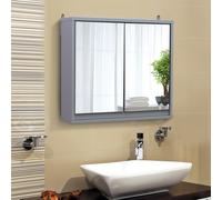 HOMCOM Armoire de Toilette Salle de Bain Murale Armoire à Glace Miroir et Étagères Intégrées 48x 15x 45 cm MDF Gris