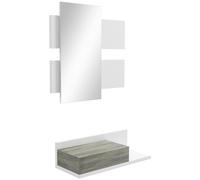 HOMCOM Armoire d'entrée 2-en-1 avec miroir mural 75x3.5x75 cm et tiroir 75x30.5x20 cm, MDF et ensemble d'entrée en verre, gris et blanc