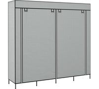 HOMCOM Armoire en tissu Armoire à vêtements, armoire pliante avec tringle à vêtements, 10 compartiments, 4 tiroirs, penderie aspect non tissé pour chambre à coucher, couloir, gris foncé, 166 x 42,5 x