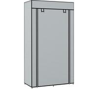 HOMCOM Armoire en tissu Armoire à vêtements avec 5 compartiments, tringle à vêtements, penderie avec fermeture éclair, armoire pliante pour couloir, entrée, gris clair, 83 x 42,5 x 162,5 cm