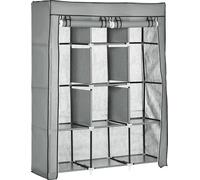 HOMCOM Armoire en tissu, armoire avec tringles à vêtements, 8 niveaux, armoire pliable, penderie pliable pour chambre à coucher, couloir, tissu non tissé, gris clair, 125 x 43 x 162,5 cm