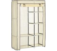 HOMCOM Armoire en tissu avec 2 barres de penderie, 6 compartiments, penderie pliable aspect non tissé, armoire pliante pour chambre à coucher, couloir, crème, 103 x 43 x 162,5 cm