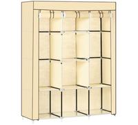 HOMCOM Armoire en Tissu avec 8 étagères, 125 x 43 x 162.5 cm, Beige