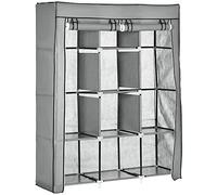 HOMCOM Armoire en tissu avec tringles à vêtements - 8 niveaux - Pliable - Pour chambre à coucher, couloir - Tissu non tissé - Gris clair - 125 x 43 x 162,5 cm