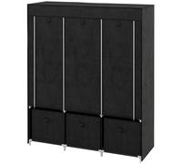 HOMCOM Armoire en tissu non tissé, Armoire pliante, incl. 3 tiroirs, 125 cm x 43 cm x 162,5 cm, Noir