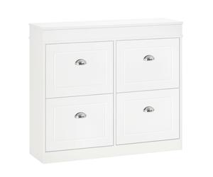 HOMCOM Armoire étagères à Chaussures Rangement organisateur de rangement pour étagère à chaussures 32 paires anti-basculement MDF blanche