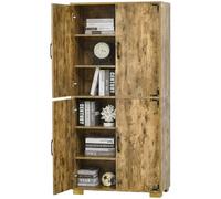 HOMCOM Armoire haute de style ferme avec 4 portes et étagères de rangement pour chambre à coucher et salon Effet bois rustique