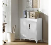 HOMCOM Armoire Métallique avec 2 Portes Serrure Etagère Facile à Monter pour Bureau Studio Garage 80x35x91 cm Blanc