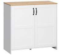 HOMCOM Armoire Meuble de Rangement Blanc et Aspect Bois 90 x 39,5 x 88 cm