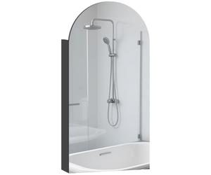 HOMCOM Armoire Miroir Bain, Porte Miroir, étagères Ajustables, Blanc | Placard mural de salle de bain, miroir cintré sans cadre, étagères en verre réglables