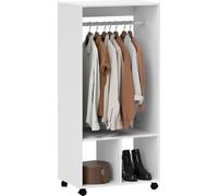 HOMCOM Armoire mobile Penderie avec étagère 4 roues pivotantes pour salon chambre à coucher, alliages d'aluminium, 60 x 40 x 127 cm, blanc